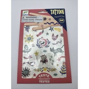 Djeco Glow In The Dark Temporary Tattoos Kids Animals Sun Moon Stars NEW
